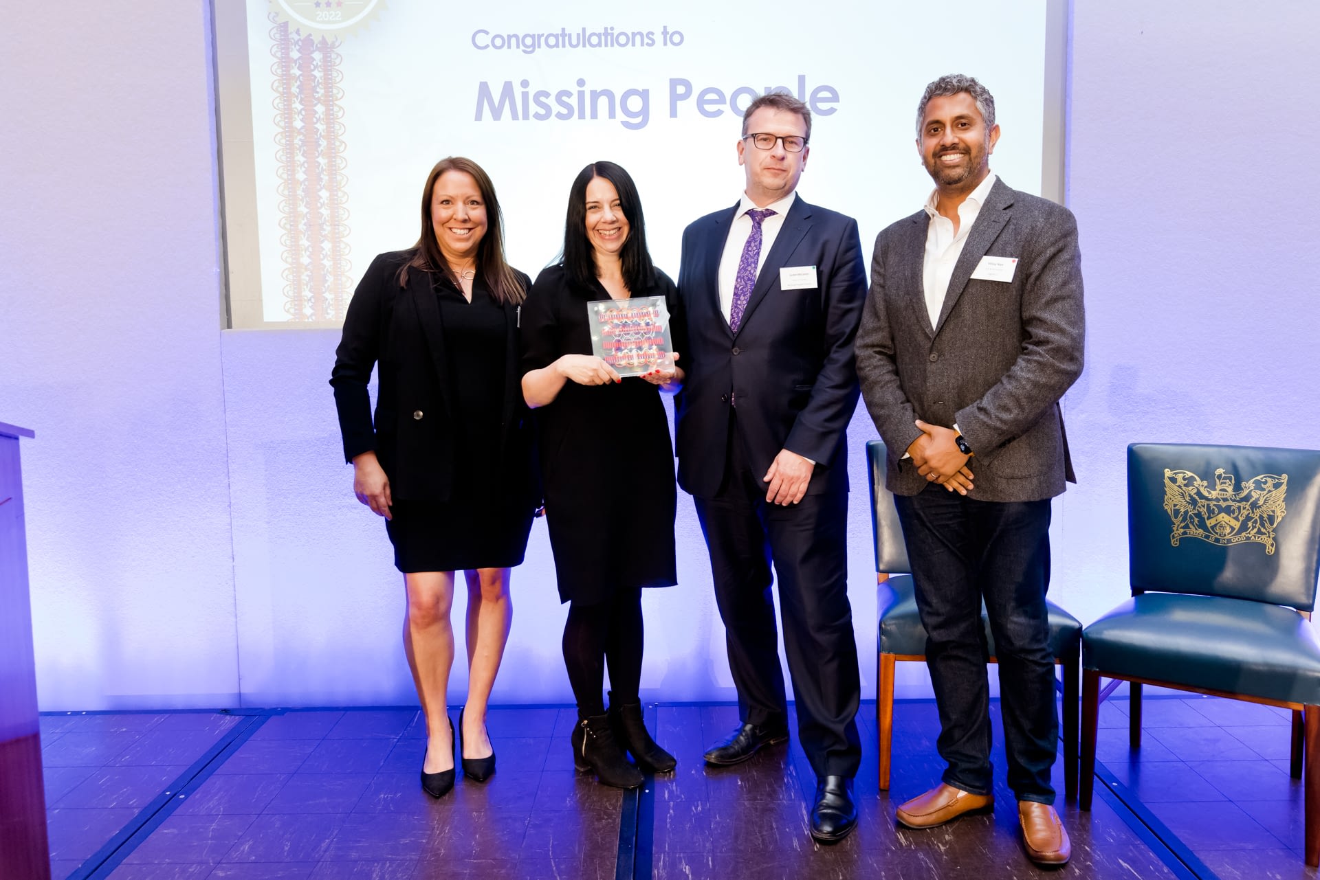 Missing People staff receiving their award